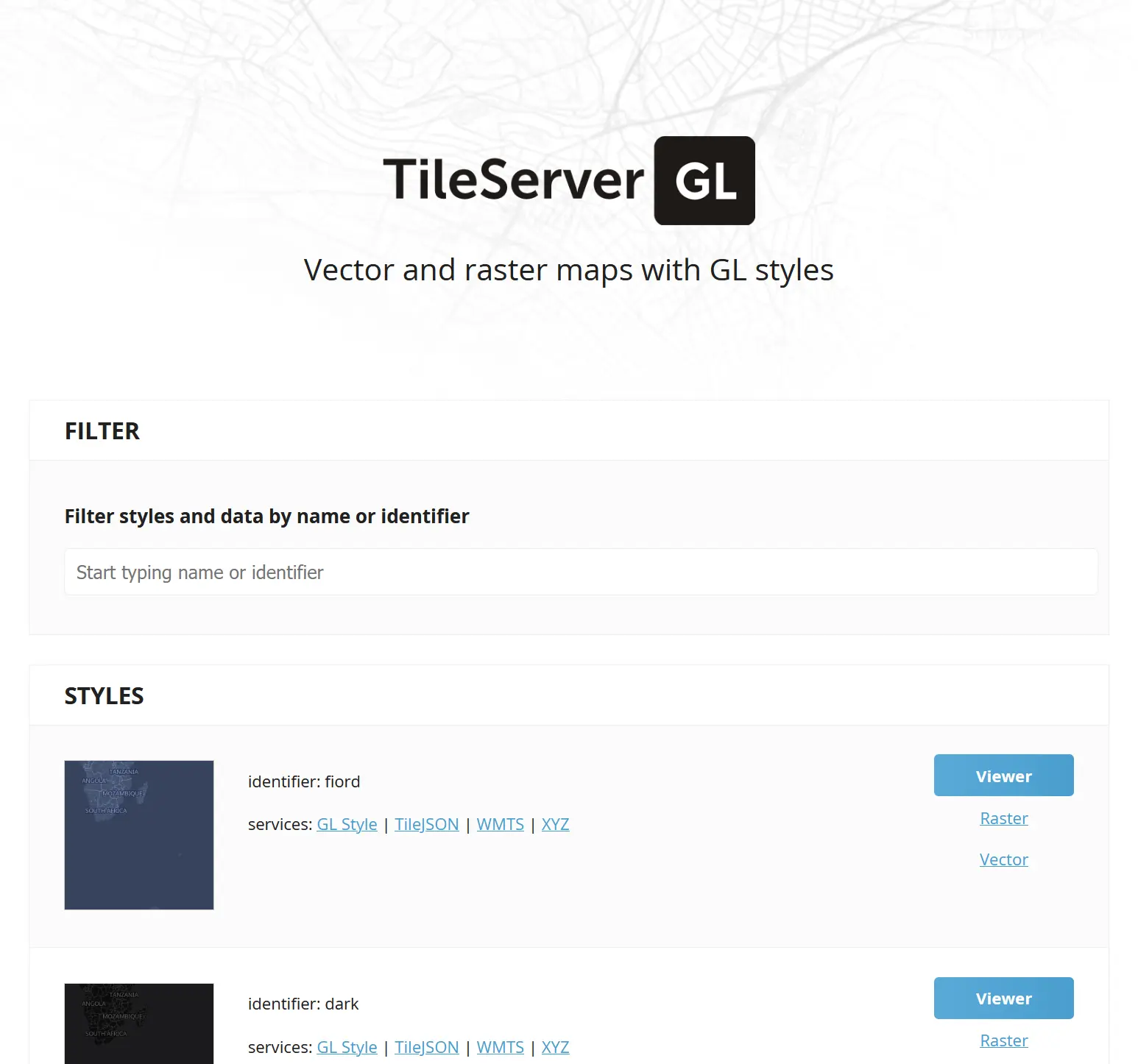 tilserver-gl dashboard
