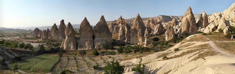 Panoramic view of fairy chimneys in Central Anatolia